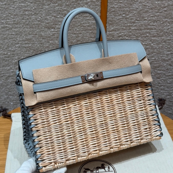 【エルメス HERMES】バーキンピクニック 25 ヴォースイフト ブルーブリュム (T0) シルバー金具（100％手縫い）